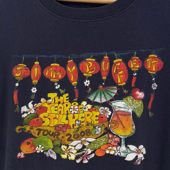 Vintage Jimmy Buffett The Year Of Still Here T Shirt Size 2XL XXL 2008 Blue Band - Picture 3 of 9